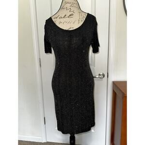 Vintage Novel-Tee Women’s Sz M/L Black Sparkle Sheer T Shirt Shirt Short 90s